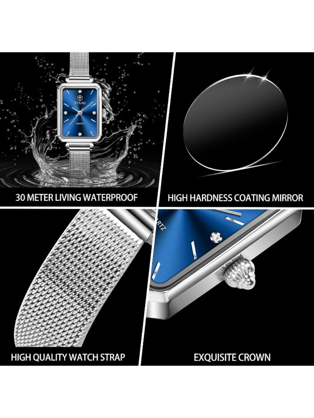 Women's Black All Silver Waterproof Stylish Analog Quartz Stainless Steel Watch - Picture 5 of 6